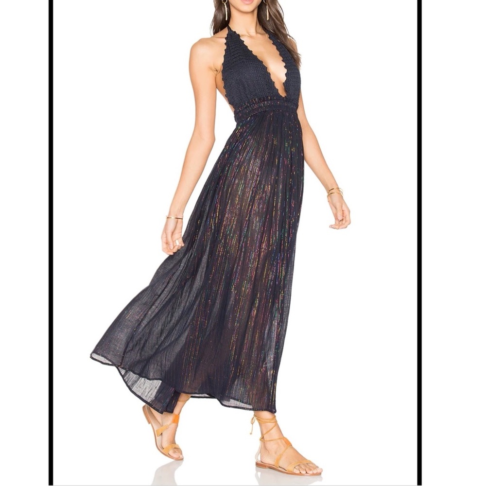 LoveShackFancy Hayley Halter Maxi in Midnight